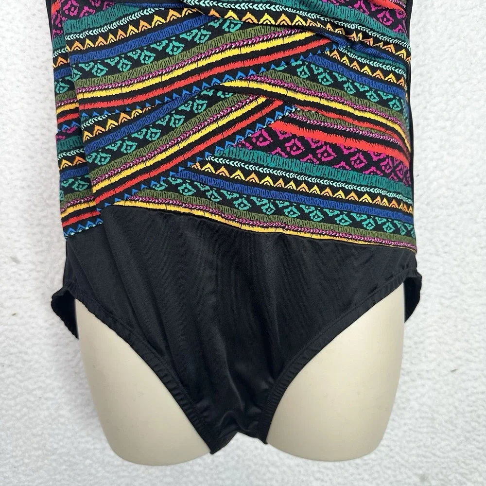 Miraclesuit Escape One Piece Swimsuit Womens 16 Multi Raya Del Sol Tummy Control